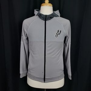 NBA Authentics Adidas San Antonio Spurs Grey Zip Up Hoodie Size Large